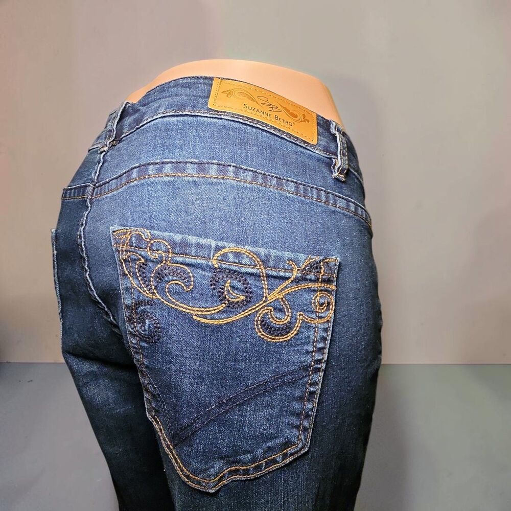 Suzanne Betro Jeans sz 18 Wide Crop High Water Red Stitch - Picture 5 of 11
